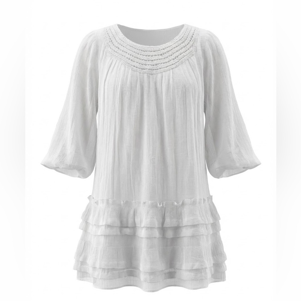 ADORN sz Xl Woman’s Mini Bohemian Dress White Boho